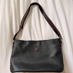 Vintage Black & Brown leather purse with adjustable strap